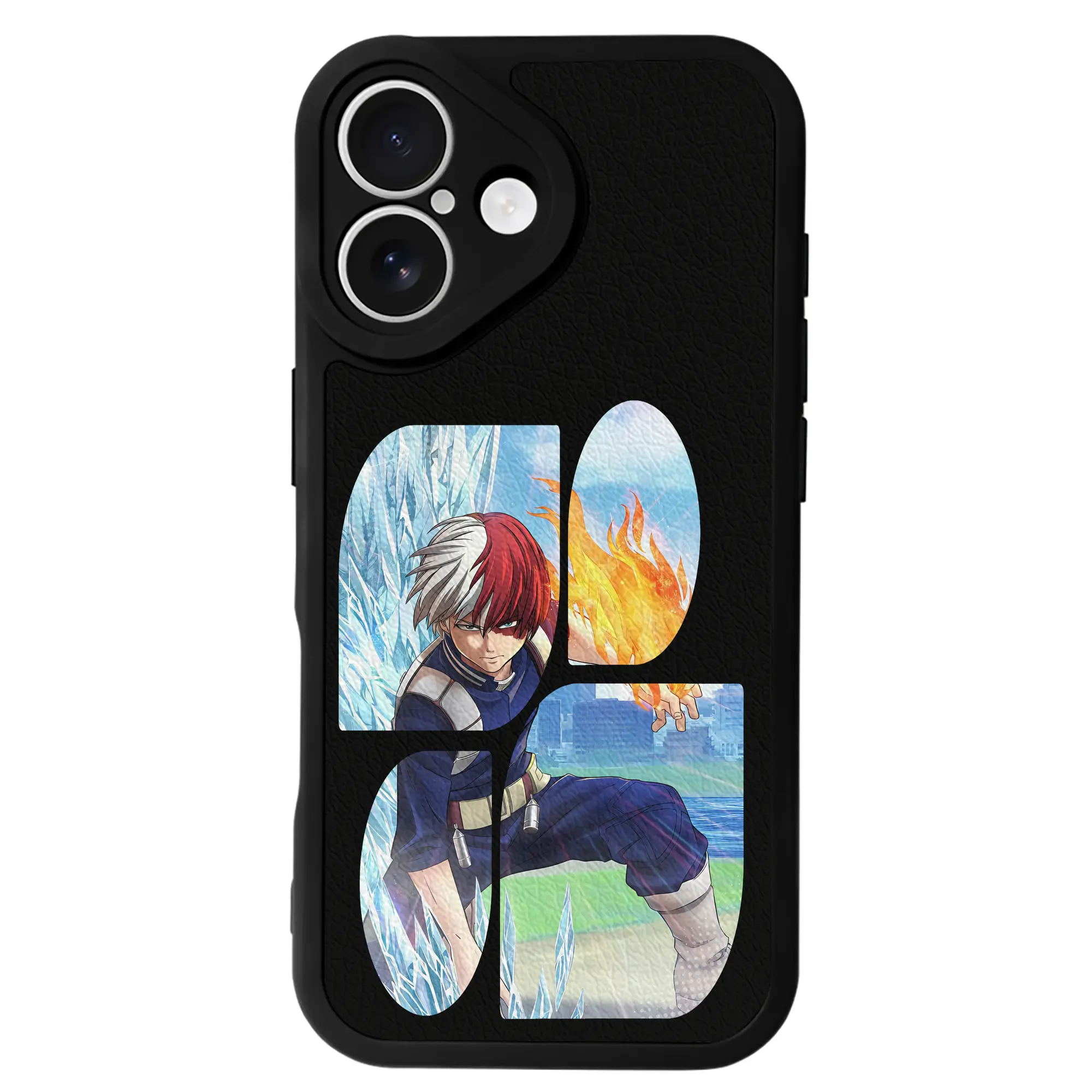 僕のヒーローアカデミア グッズ,轟焦凍 - IPhone 16シリーズ対応 ・ シリコンスマホケース ・ レザー調 ・ 高精度フィット ・ 耐衝撃 ・ ワイヤレス充電対応 ・ 精密カット